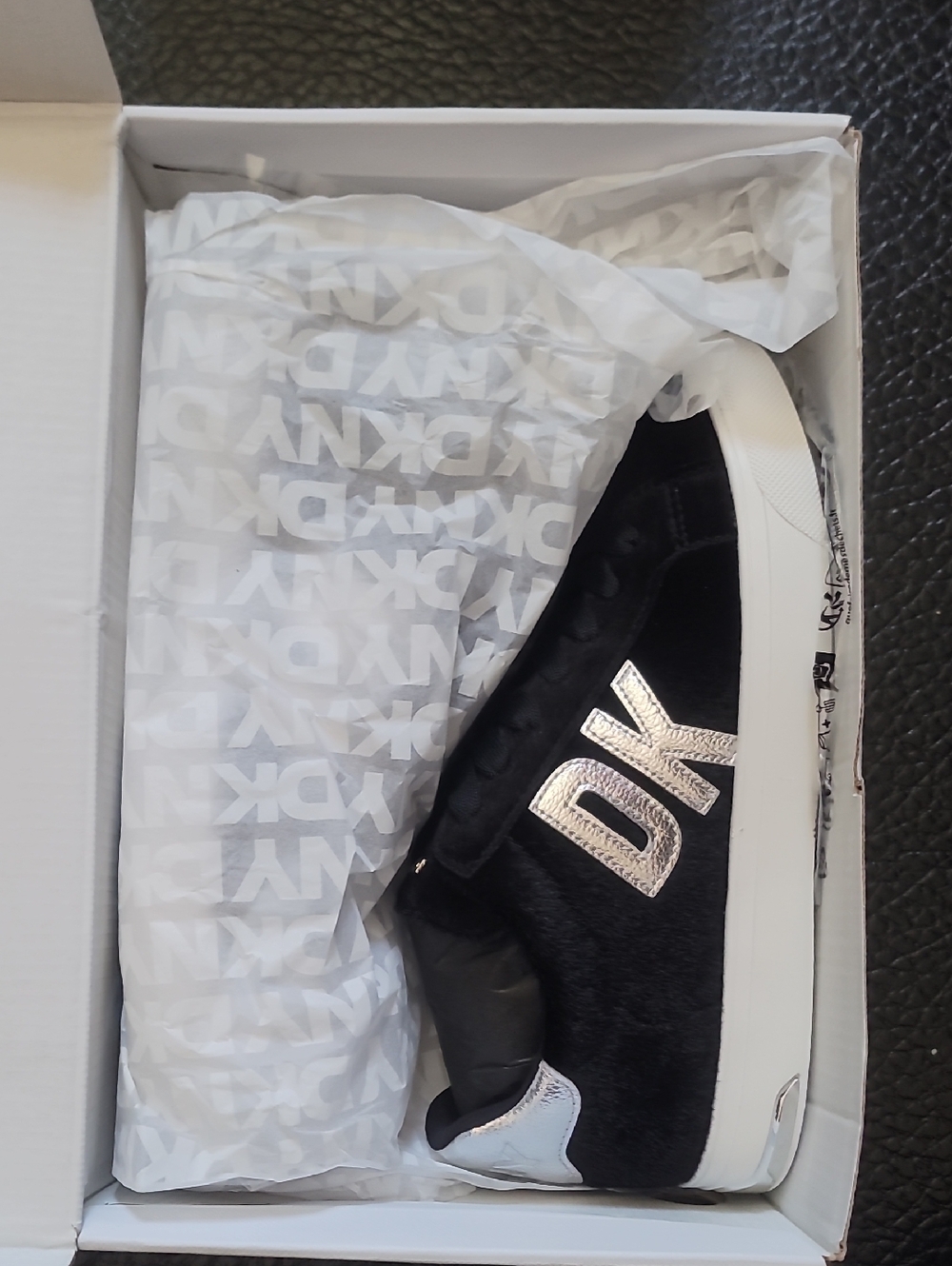 DKNY Black and Silver DK Abeni Lace Up Sneaker
